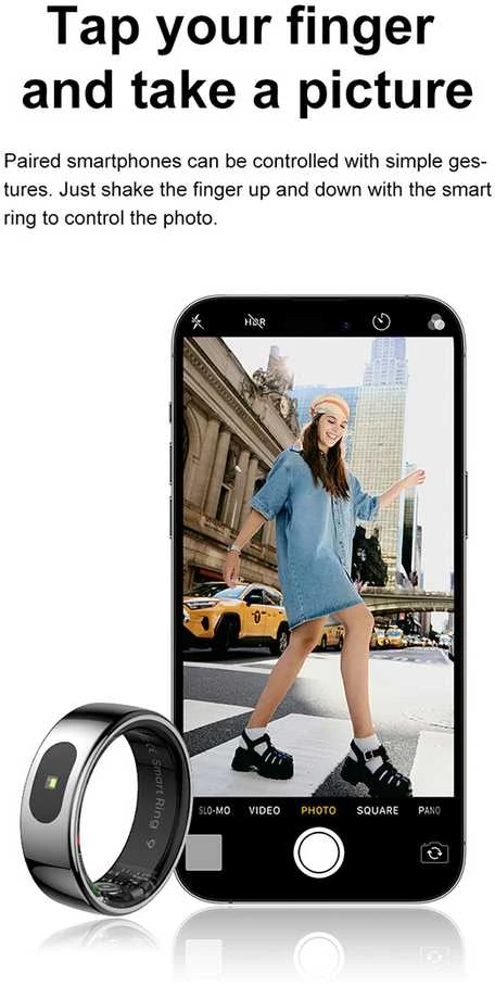 Išmanusis žiedas Powerton SMART RING PRO, sidabro spalvos, 11 dydis