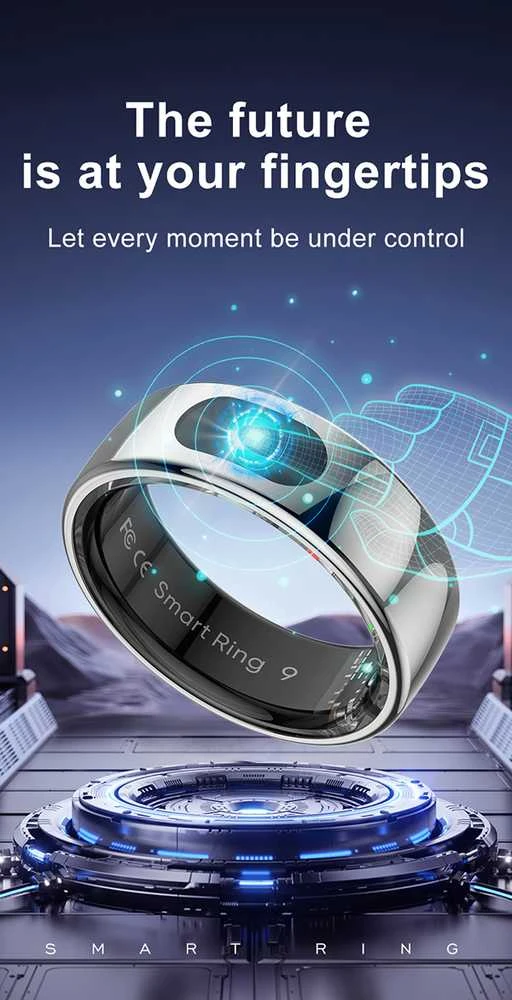 Išmanusis žiedas Powerton SMART RING PRO, sidabro spalvos, 11 dydis