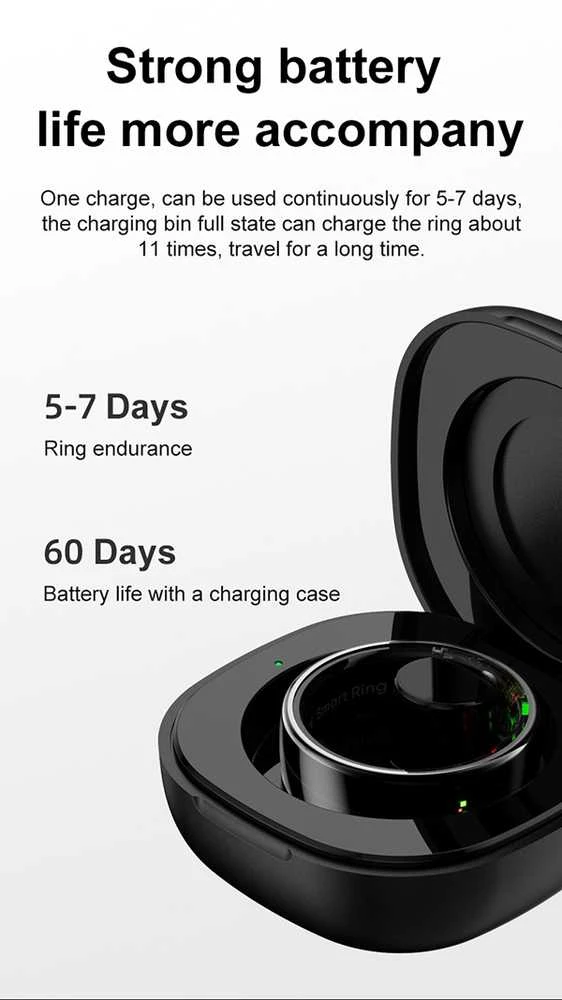 Išmanusis žiedas Powerton SMART RING PRO, sidabro spalvos, 11 dydis