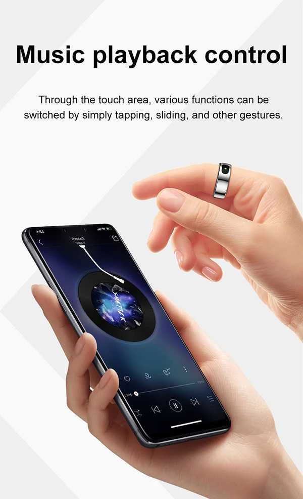 Išmanusis žiedas Powerton SMART RING PRO, sidabro spalvos, 11 dydis