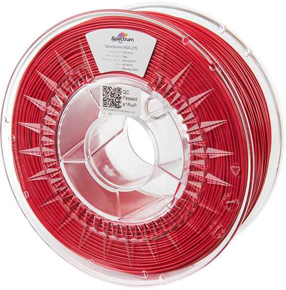 Plastikas Spectrum ASA 275 - 1.75mm - 1kg - Bloody Raudona