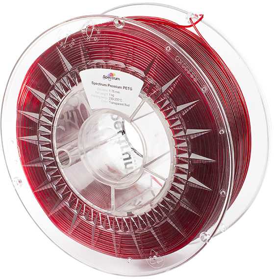 Spektro grupė SPECTRUMG 5903175657640 Filamentas SPECTRUM / PETG / SKAIDRUMAS Raudonas / 1,75 mm / 1kg