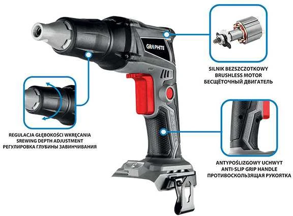 Akumuliatorinis suktuvas Graphite 58GE111; 18 V (be akumuliatoriaus ir pakrovėjo)