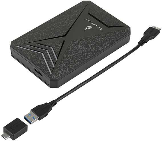 Išorinis kietasis diskas SSD „Surefire GX3 Gaming“, 53684, 1000 GB, juodas, 2,5 colio, USB micro B