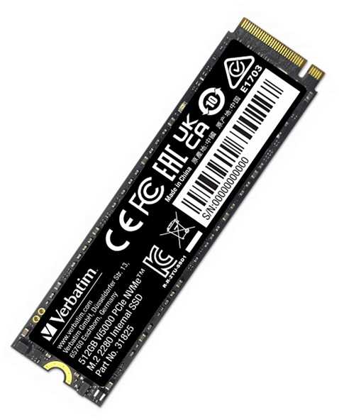 Vidinis SSD Verbatim Vi5000 M.2, 31825, 512GB, juodas, NVMe