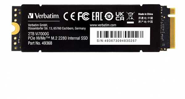 SSD Wewnętrzny Verbatim Vi7000G M.2, 49368, 2000GB, juoda, NVMe, 2TB