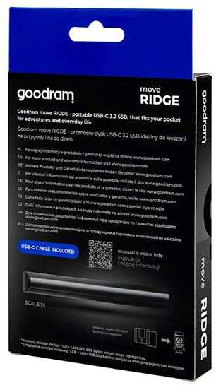 Kietasis diskas „Goodram“, nešiojamas SSD 1 TB, kompaktiškas, aliuminis, 18 g, rašymo/rašymo – 2000/1500 MB/s
