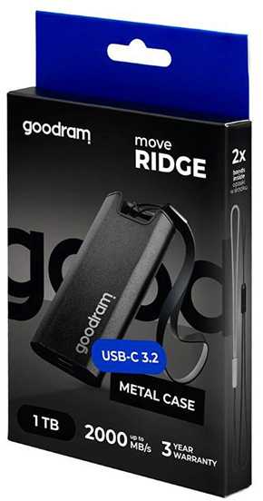 Kietasis diskas „Goodram“, nešiojamas SSD 1 TB, kompaktiškas, aliuminis, 18 g, rašymo/rašymo – 2000/1500 MB/s