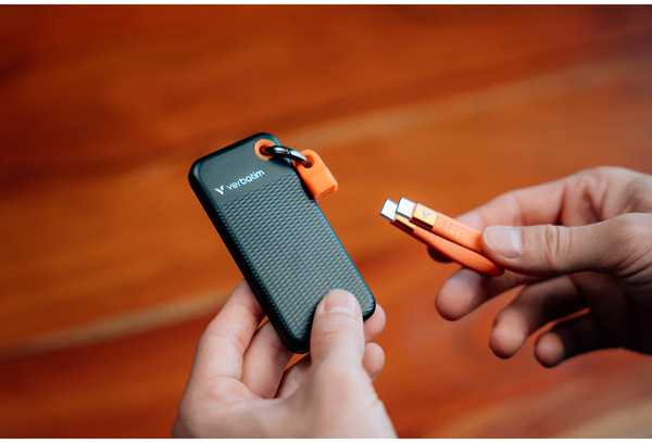 Kietasis diskas SSD išorinis Verbatim Pocket SSD, 32193, 1000GB, su Nero Backup, juodai-oranžinis, komplekte USB C kabelis ir dėklas, USB-C, 1TB