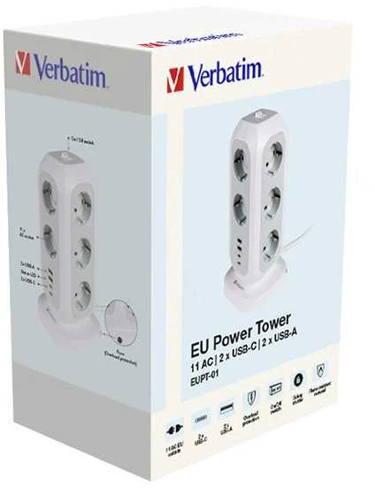 Verbatim EU Multi Plug Power Tower EUPT-01 Baltas