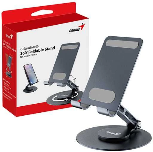 Stojak Genius G-Stand M100, juoda, aliuminio / silikon, na telefon lub tablet