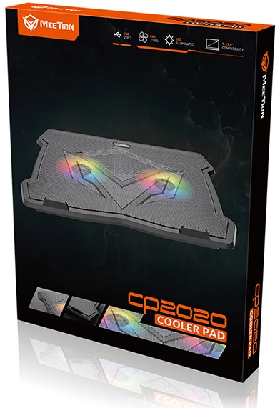 Stojak pod notebook, CP2020, su pašvietimu, su wiatrakiem, juoda, Meetion