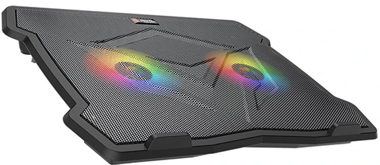 Stojak pod notebook, CP2020, su pašvietimu, su wiatrakiem, juoda, Meetion