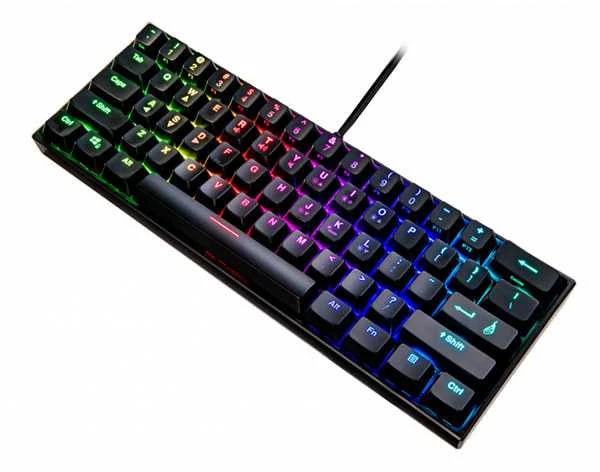SureFire KingPin M1 klaviatūra 60%, žaidimams, RGB su laidu (USB) US, juoda do gry, mechaninė