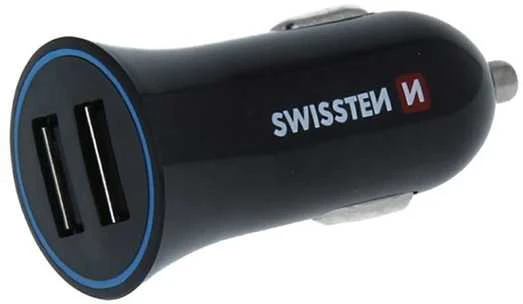 Swissten Premium automobilinis įkroviklis 12 - 24V / 1A + 2.1A + Lightning duomenų kabelis 1,2m