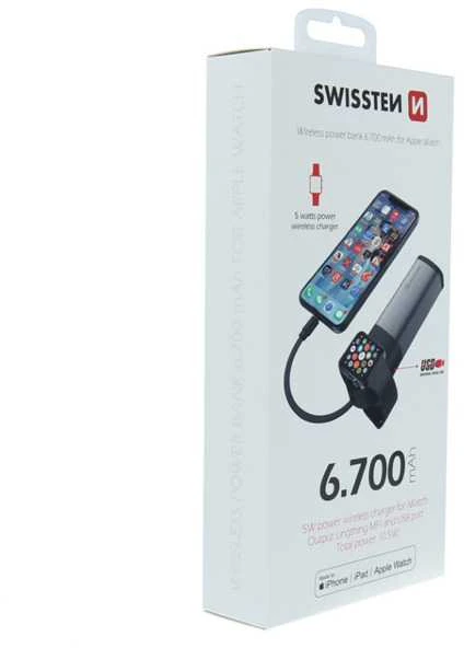 Swissten 2in1 Apple Watch MFi Power Bank 6700 mAh