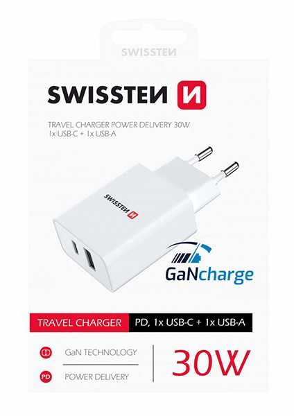 Swissten 30W tinklo įkroviklis su dviem jungtimis