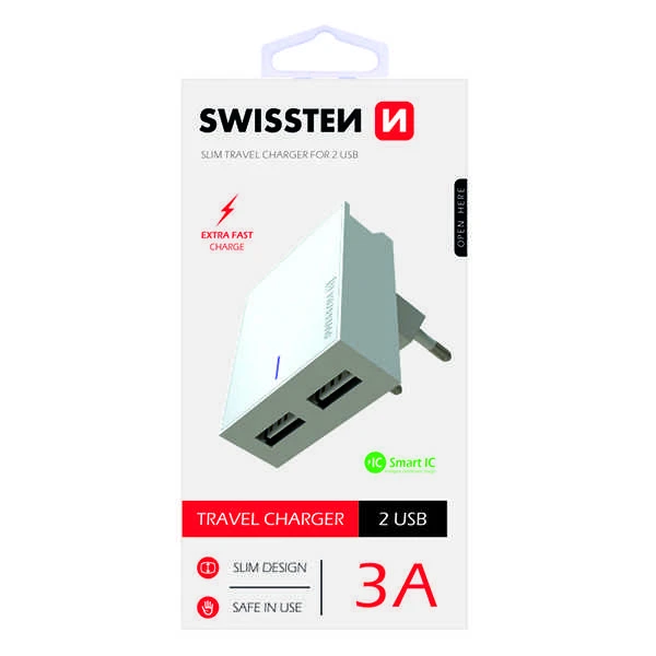 Swissten įkroviklis 2x USB-A 3 A (22032000)