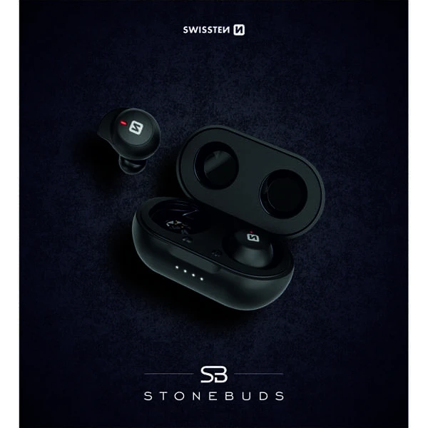 Ausinės Swissten Swissten TWS Stonebuds, laisvų rankų įranga, juoda, 2.0, bluetooth