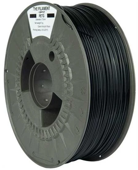 Juodas PETG 3D spausdinimo filamentas 1kg ritėje