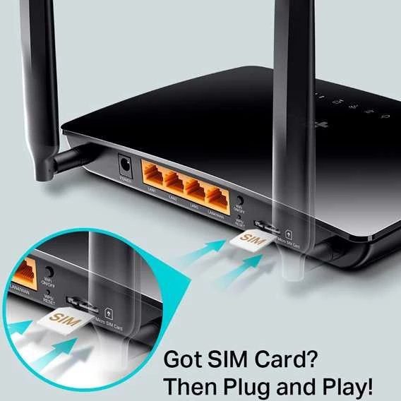 Maršrutizatorius TP-Link, 4G, 4xRJ45, juodas / ARCHERMR200