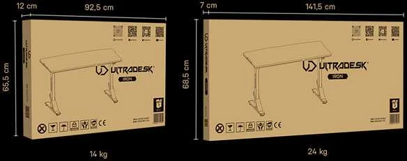 ULTRADESK IRON Juodas žaidimų stalas, 132,5x60,5 cm, 71-81 cm, mechaniškai reguliuojamas aukštis