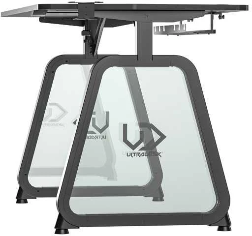 Žaidimų stalas Ultradesk Booster Gaming Desk, Glass LED RGB, Juodas