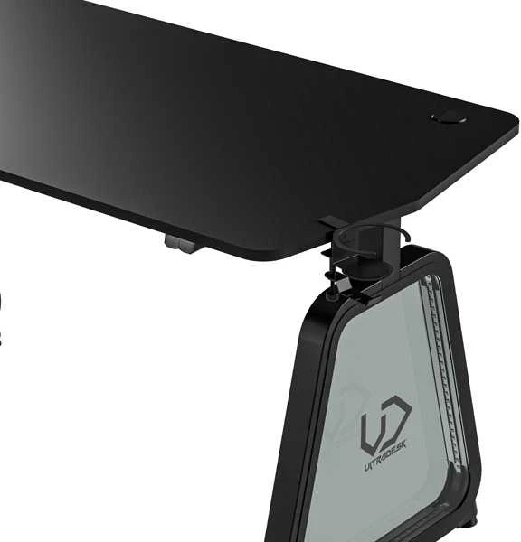 Žaidimų stalas Ultradesk Booster Gaming Desk, Glass LED RGB, Juodas