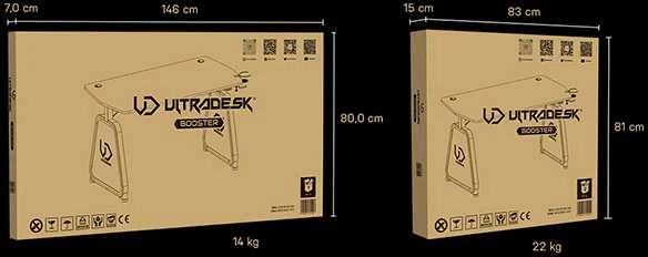Žaidimų stalas Ultradesk Booster Gaming Desk, Glass LED RGB, Juodas