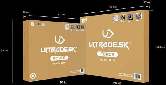 Žaidimų stalas Ultradesk Force Gaming Desk, LED RGB Prismatic, Baltas su juodu kilimėliu