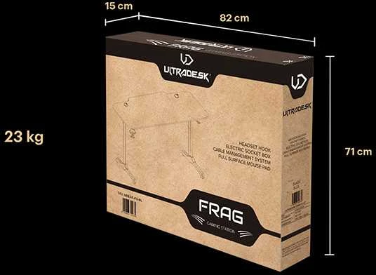 Žaidimų stalas Ultradesk Frag Gaming Desk, Juodas su juodu kilimėliu