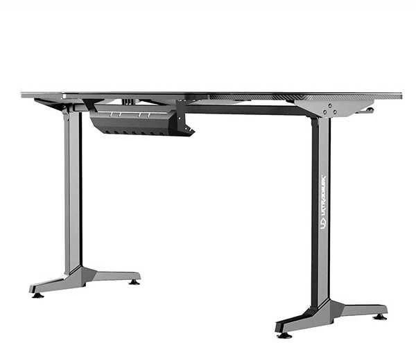 Žaidimų stalas Ultradesk Frag Gaming Desk, Juodas su juodu kilimėliu