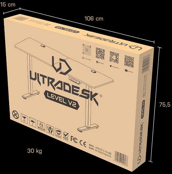 ULTRADESK LEVEL V2 žaidimų stalas, 140x68cm, 72-117cm, elektra reguliuojamas, be paminkštinimo