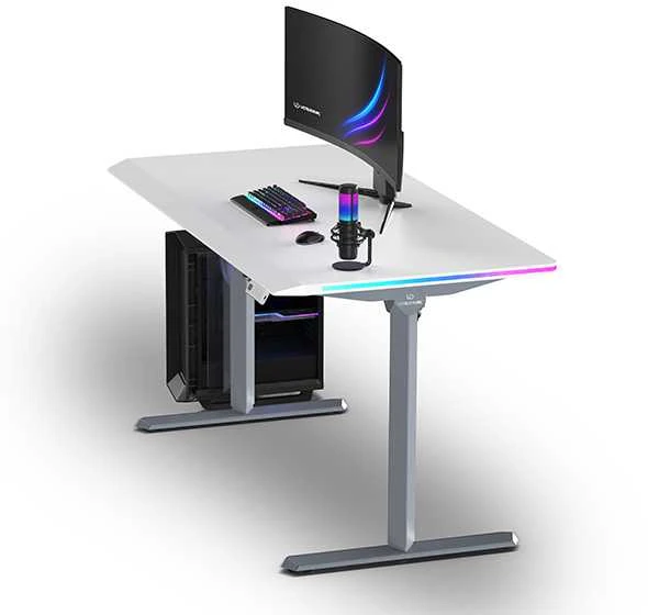 ULTRADESK QUEST žaidimų stalas, 140x70cm, 72-120cm, pilkai baltas
