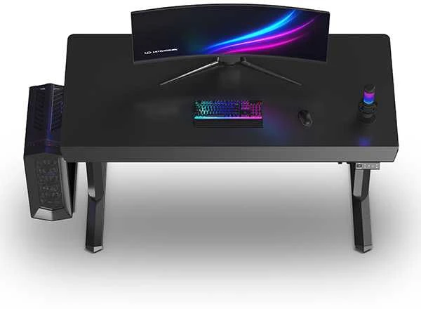 ULTRADESK Biurko dla gracza QUEST, 140x70cm, 72-120cm, juoda-juoda