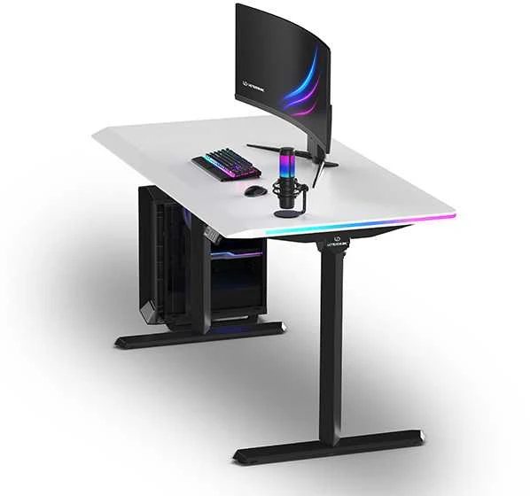 ULTRADESK QUEST žaidimų stalas, 140x70cm, 72-120cm, juoda-balta