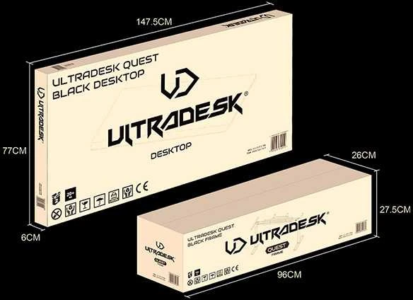 ULTRADESK QUEST žaidimų stalas, 140x70cm, 72-120cm, pilkai juodas