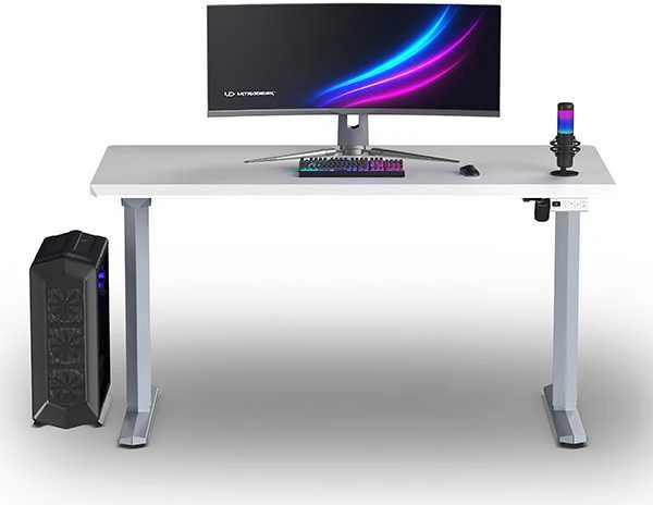 ULTRADESK QUEST žaidimų stalas, 140x70cm, 72-120cm, pilkai baltas
