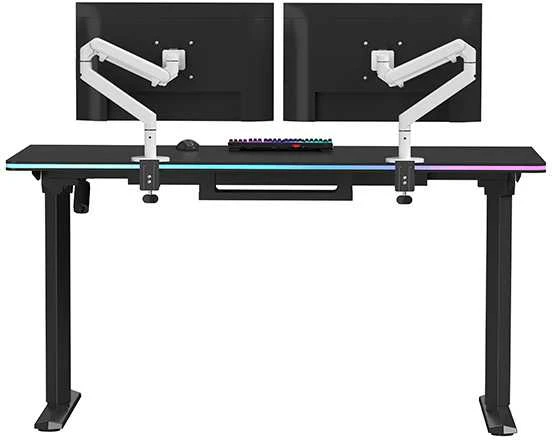 ULTRADESK Biurko dla gracza QUEST, 140x70cm, 72-120cm, juoda-juoda