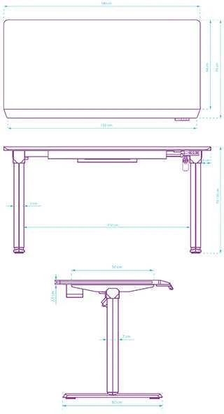 ULTRADESK Biurko dla gracza QUEST, 140x70cm, 72-120cm, baltai-juodas