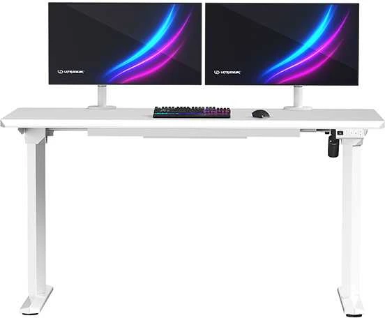 ULTRADESK Biurko dla gracza QUEST, 140x70cm, 72-120cm, balta-balta