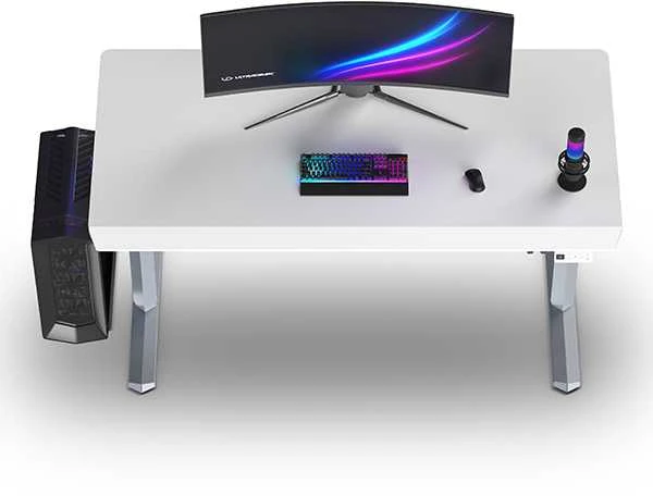 ULTRADESK QUEST žaidimų stalas, 140x70cm, 72-120cm, pilkai baltas