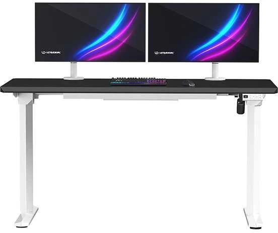 ULTRADESK Biurko dla gracza QUEST, 140x70cm, 72-120cm, baltai-juodas