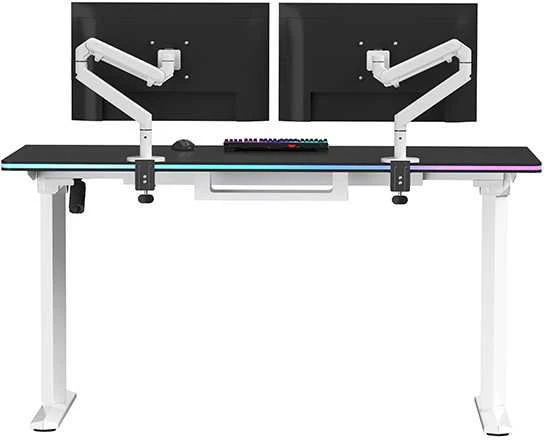 ULTRADESK Biurko dla gracza QUEST, 140x70cm, 72-120cm, baltai-juodas
