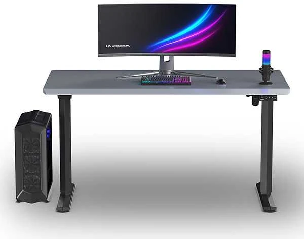 ULTRADESK QUEST žaidimų stalas, 140x70cm, 72-120cm, juoda-kamuolys