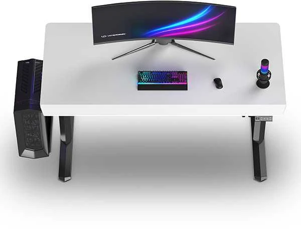 ULTRADESK QUEST žaidimų stalas, 140x70cm, 72-120cm, juoda-balta