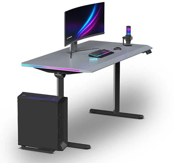 ULTRADESK QUEST žaidimų stalas, 140x70cm, 72-120cm, juoda-kamuolys