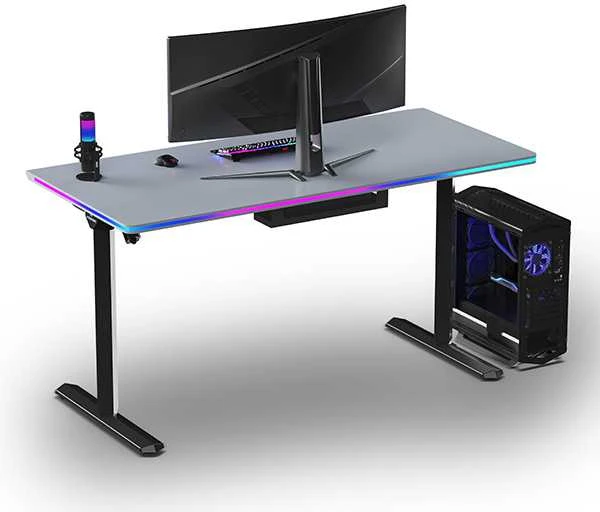 ULTRADESK QUEST žaidimų stalas, 140x70cm, 72-120cm, juoda-kamuolys