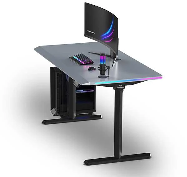 ULTRADESK QUEST žaidimų stalas, 140x70cm, 72-120cm, juoda-kamuolys