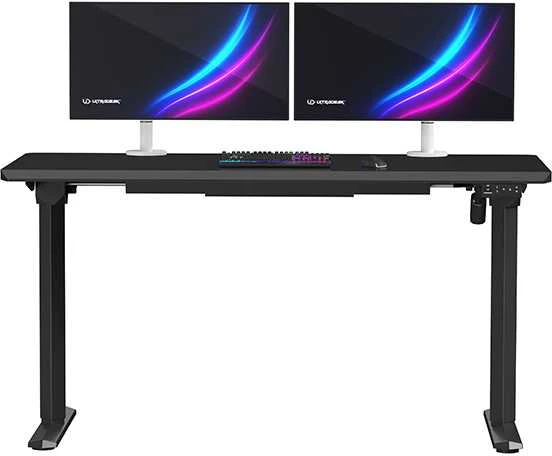 ULTRADESK Biurko dla gracza QUEST, 140x70cm, 72-120cm, juoda-juoda